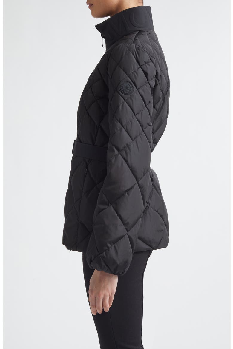 Balsamine Belted Water Repellent Quilted Down Jacket, Alternate, color, BLACK