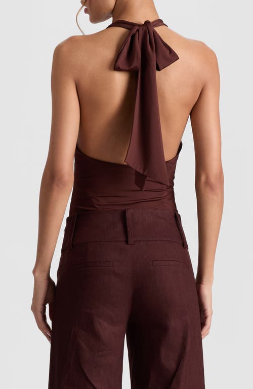 Alice And Olivia Alice + Olivia Pippa Plunge Halter Bodysuit In Burgundy