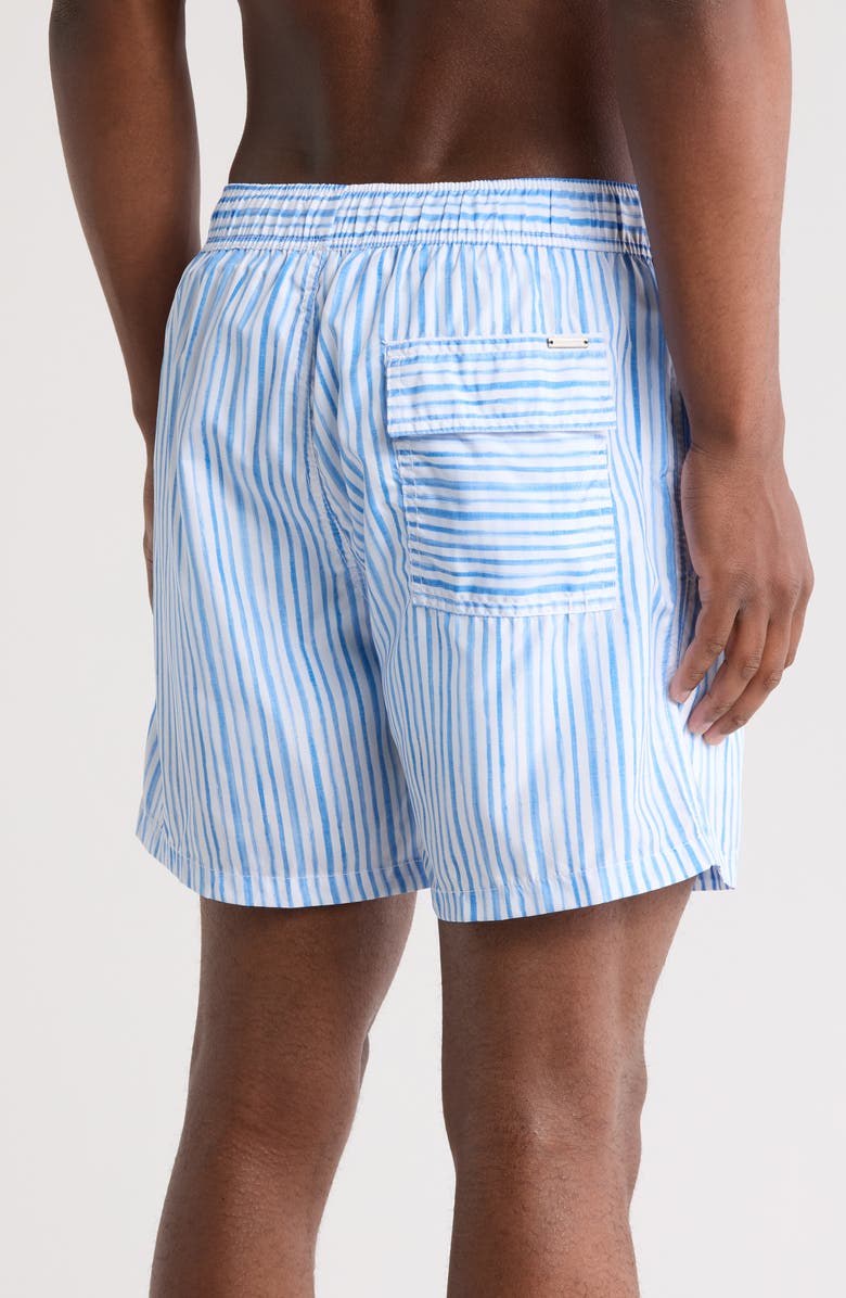 Vintage Summer Ponji Stripe Print Swim Trunks, Alternate, color,