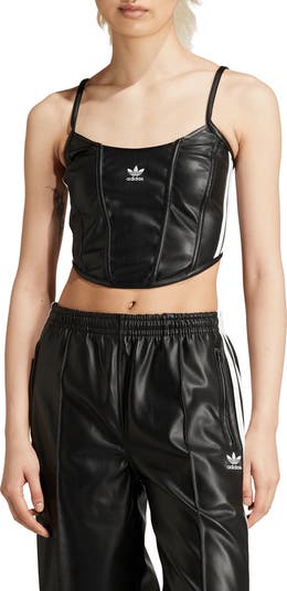 adidas Originals Firebird Faux Leather Crop Corset Camisole adidas Originals Firebird Faux Leather Crop Corset Camisole