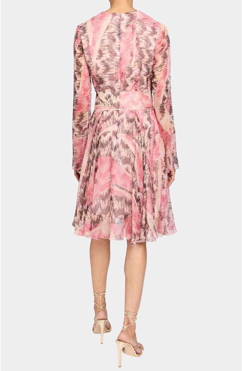 Santorelli RONI Long Sleeve Fit and Flare Dress in Printed Silk Chiffon, Alternate, color, Sweet Pea Multi