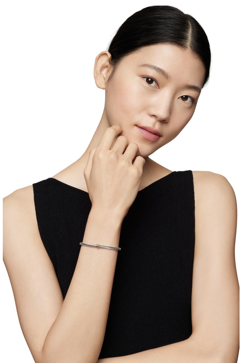 Classic Cable Station Bracelet in Sterling Silver with 18K Gold, 4mm, Alternate, color, SILVER/ ROSE GOLD