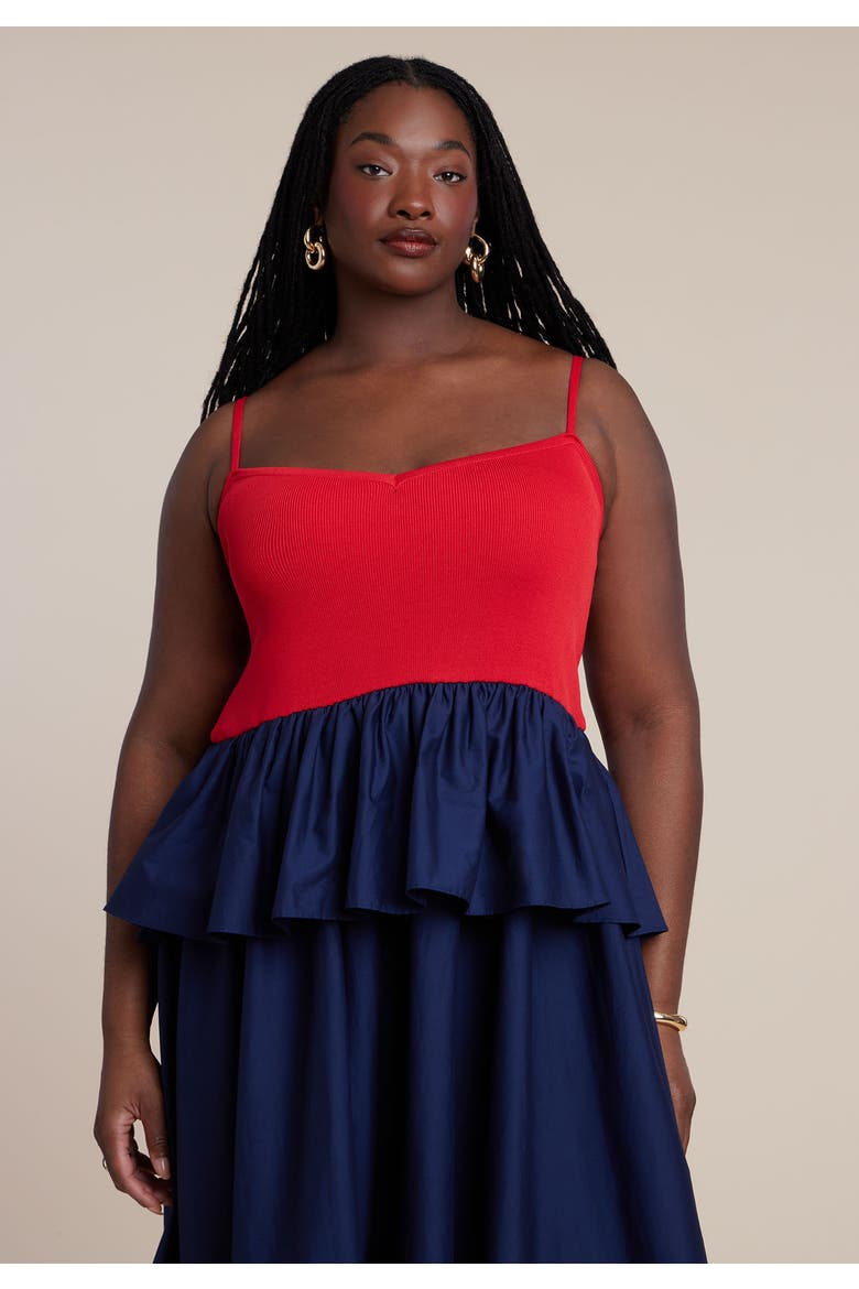 Peplum Detail Colorblocked Dress, Alternate, color, GOJI PAGEANT BLUE