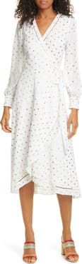 Ted Baker London Tansie Metallic Dot Long Sleeve Wrap Dress