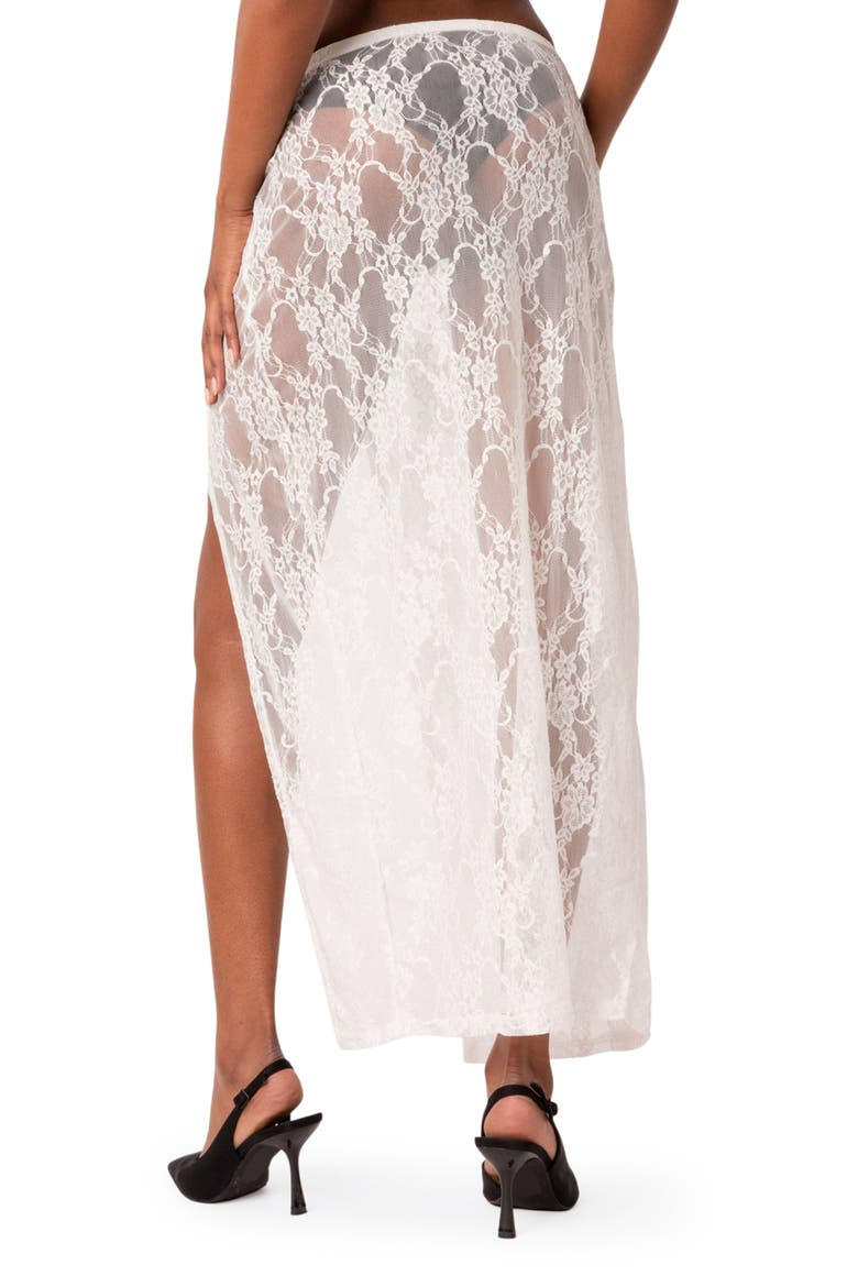 Aura Low Rise Sheer Lace Maxi Skirt, Alternate, color, WHITE