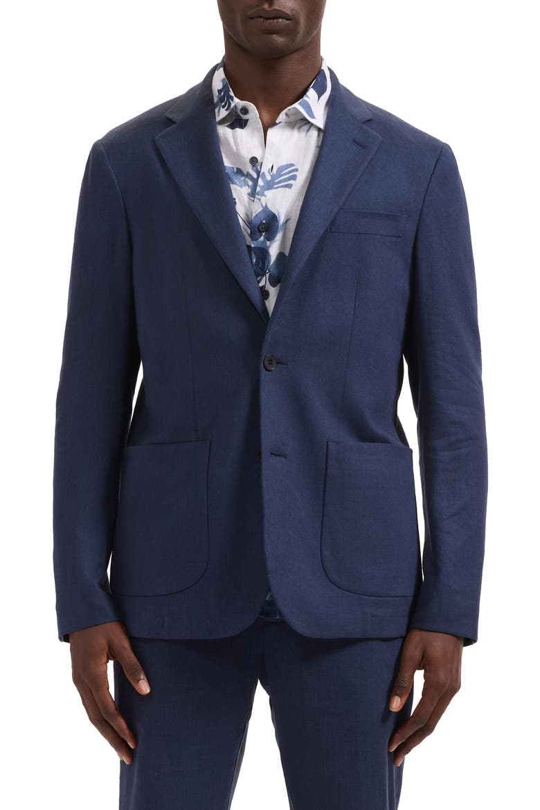 Aerolinen Linen Blend Sport Coat, Main, color, NAVY