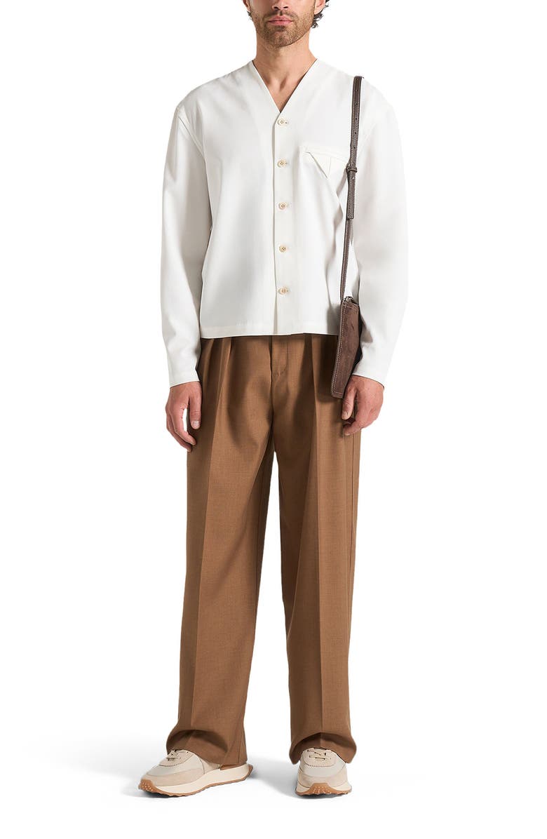 Manière De Voir Zac Boxy V-Neck Long Sleeve Shirt, Alternate, color, Off White