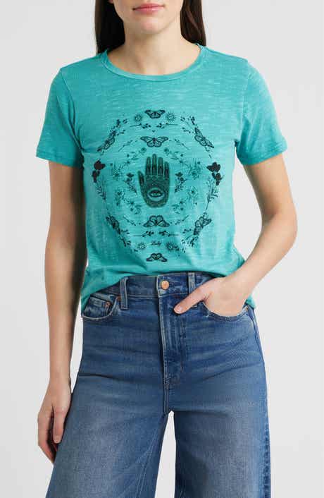Lucky Brand Hamsa Butterfly Frame Cotton Graphic T-Shirt