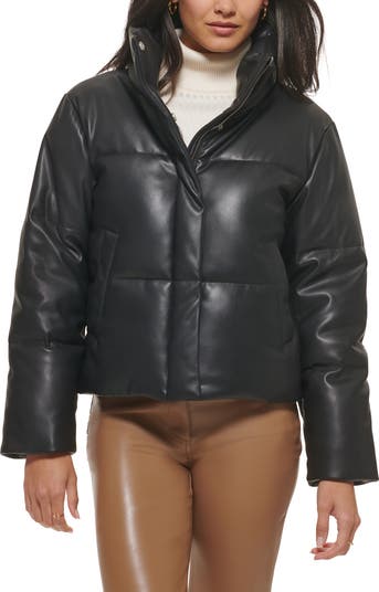 Levi s Water Resistant Faux Leather Puffer Jacket Nordstrom