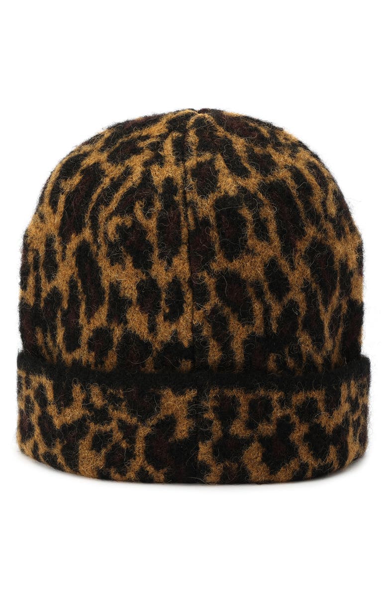 AllSaints Brushed Leopard Pattern Beanie, Alternate, color,