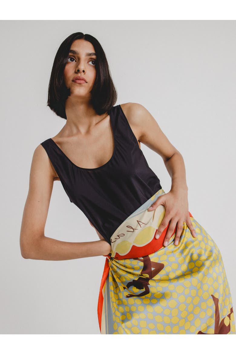 X-Large Printed Silk Scarf, Alternate, color, Print 'Bathers' 49