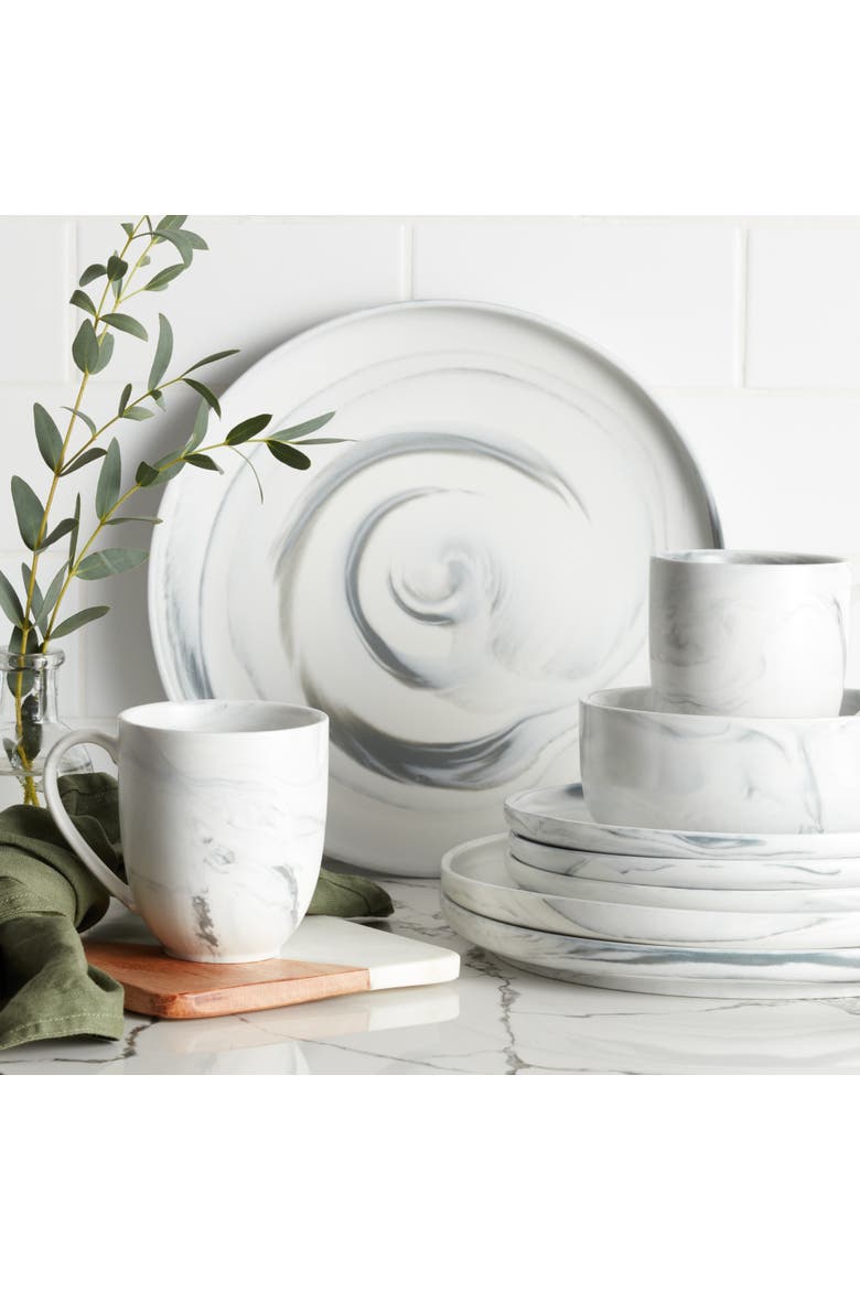 Brighton Porcelain 32-Piece Dinnerware Set, Alternate, color, Gray