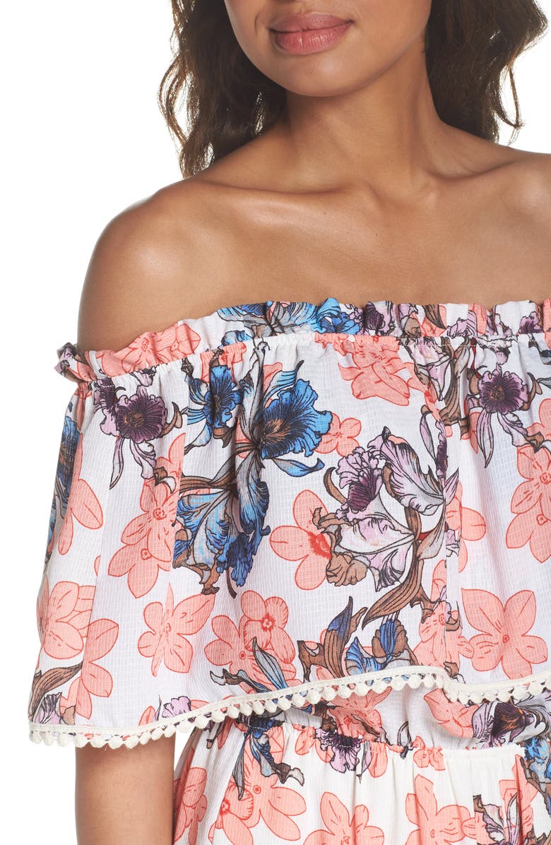 Fraiche by J Off the Shoulder Tiered Midi Dress, Alternate, color, 