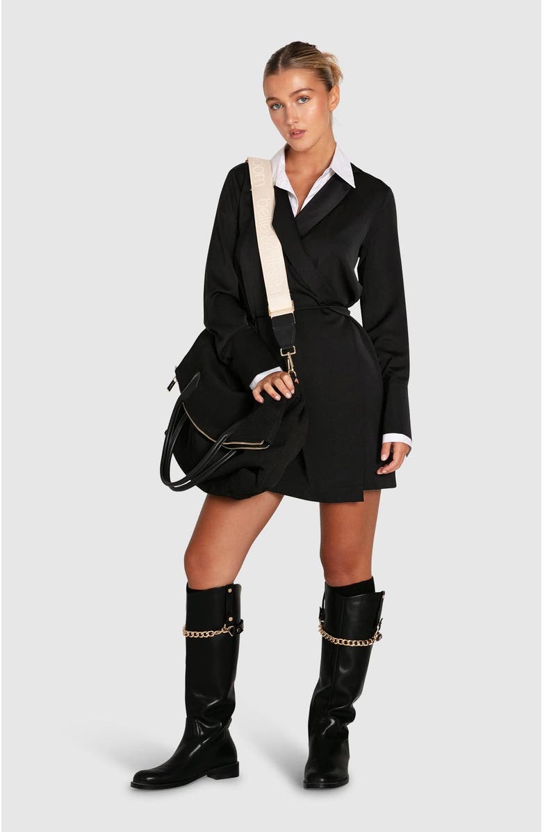 Belle & Bloom Make Me Feel Layered Shirt Dress, Alternate, color, Black/White