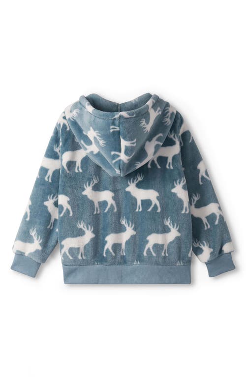 Hatley Kids' Staggered Elks Fleece Zip-up Hoodie In Blue