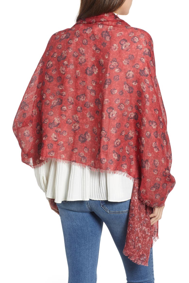 Print Wrap, Alternate, color, RED FLORAL FAN