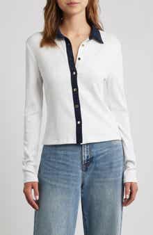 rag & bone Contrast Trim Rib Button-Up Shirt
