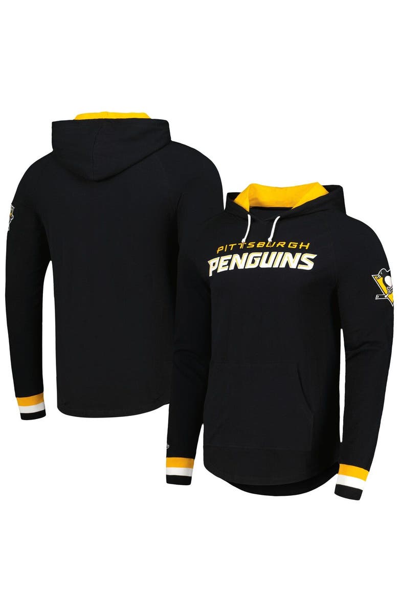 Mitchell & Ness Men's Mitchell & Ness Black Pittsburgh Penguins Legendary Slub Hoodie Long Sleeve T-Shirt, Main, color, Black