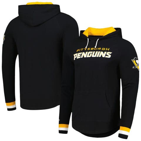 Men's Mitchell & Ness Black Pittsburgh Penguins Legendary Slub Hoodie Long Sleeve T-Shirt
