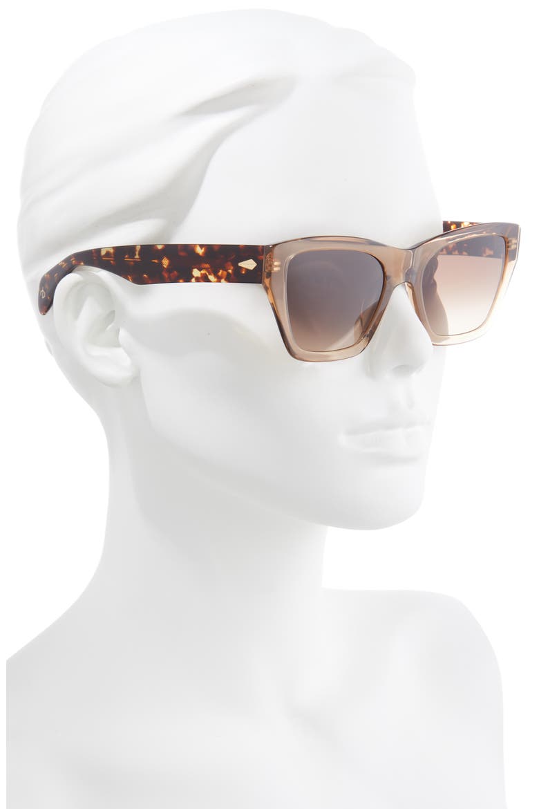 54mm Gradient Rectangle Sunglasses, Alternate, color, BEIGE HAVANA/ BROWN GRADIENT
