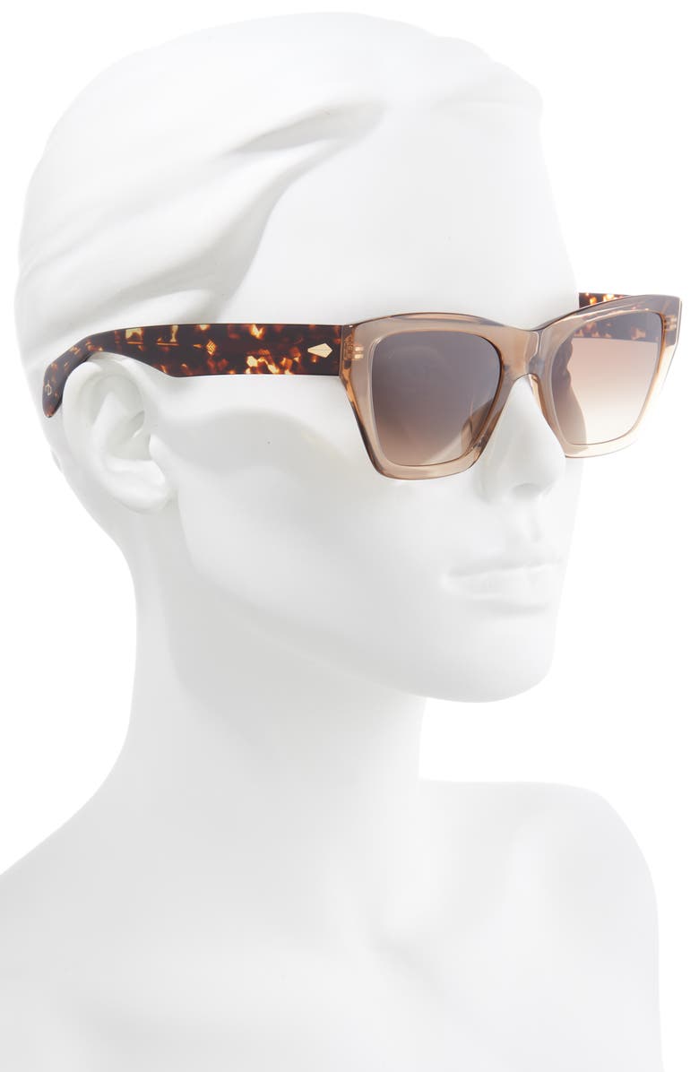 rag & bone 54mm Gradient Rectangle Sunglasses, Alternate, color, Beige Havana/ Brown Gradient