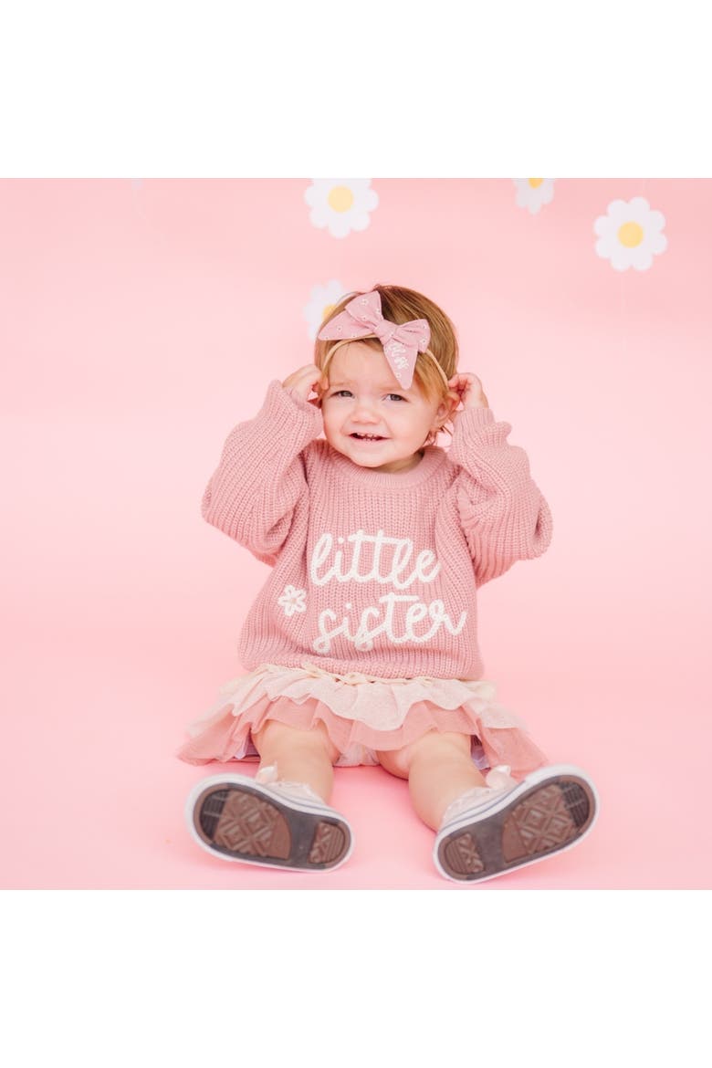 Lil Sis Bow Baby Headband, Alternate, color, Mauve