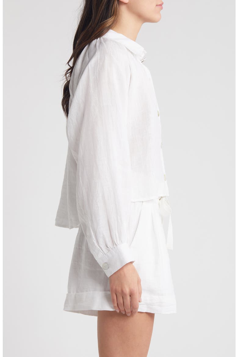 Negara Linen Button-Up Shirt, Alternate, color, WHITE