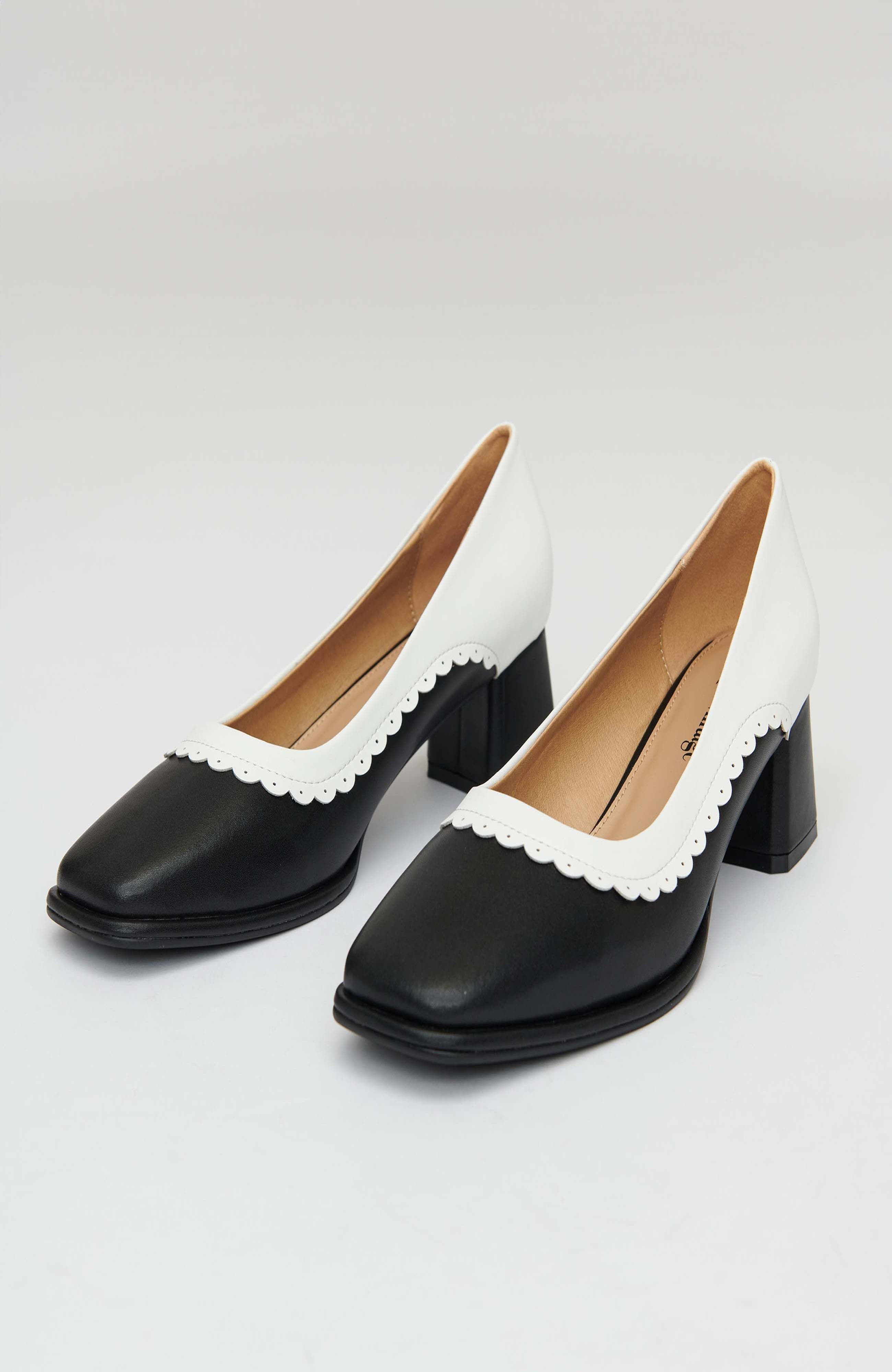 1950s Square Toe Pumps, Alternate, color, Black & White