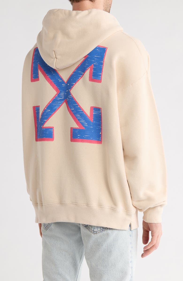 Off-White Sketch Arrow Skate Hoodie, Alternate, color, Beige And Blue