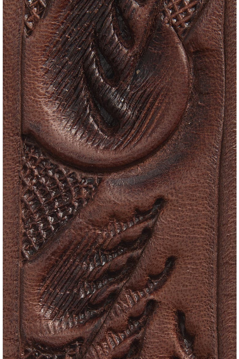Coleman Tooled Leather Belt, Alternate, color, BROWN