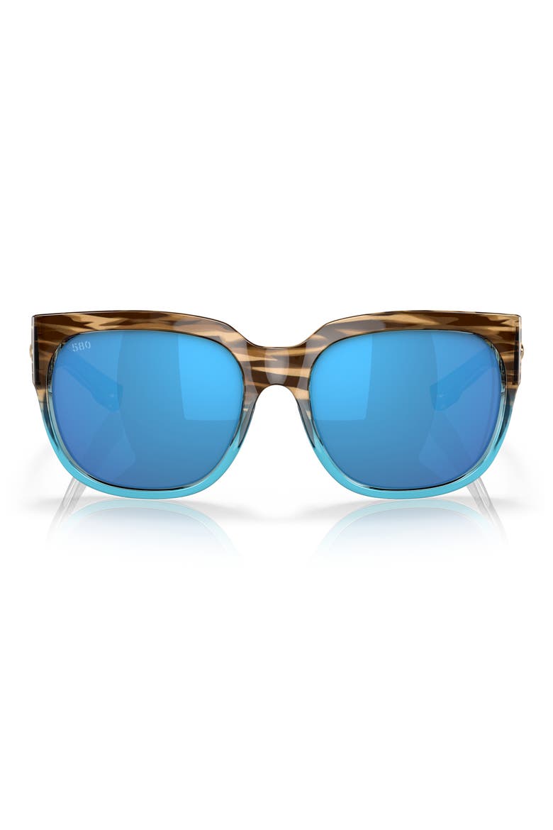 Waterwoman 58mm Mirrored Polarized Pillow Sunglasses, Main, color, BLUE GRAD