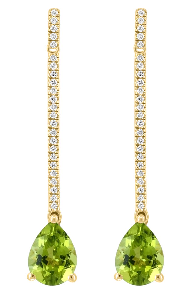 EFFY Diamond & Peridot Linear Drop Earrings, Main, color, Green