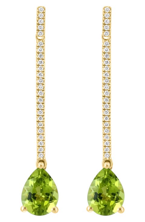 Diamond & Peridot Linear Drop Earrings