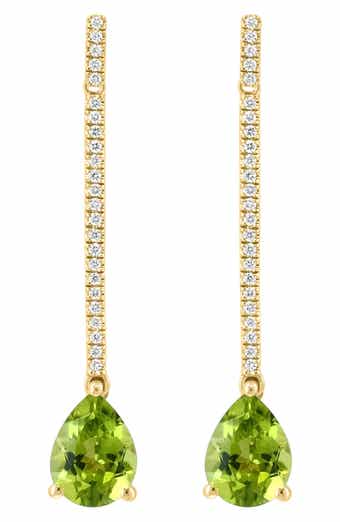 EFFY Diamond & Peridot Linear Drop Earrings