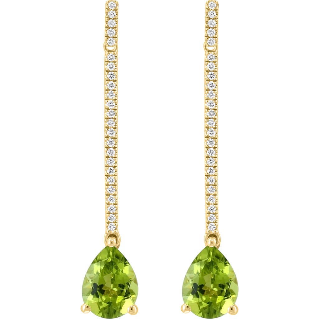 Effy Diamond & Peridot Linear Drop Earrings In Green