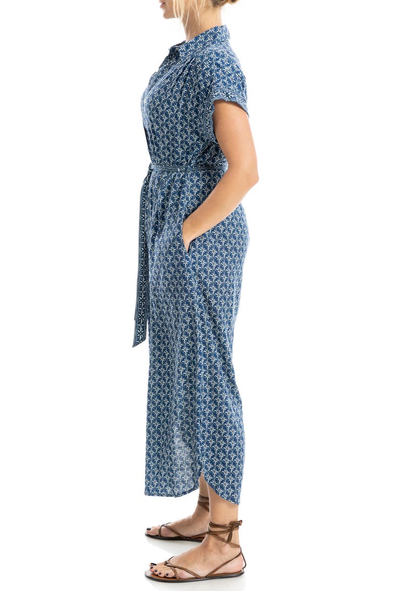 Short Sleeve Tie Waist Shirtdress, Alternate, color, NAVY/ CREAM