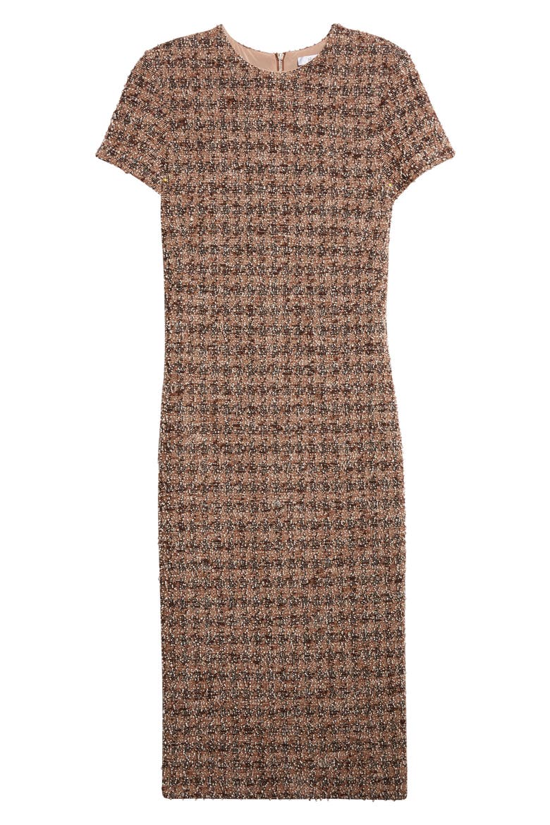 Giugno Bouclé Jersey Sheath Dress, Alternate, color, CAMEL