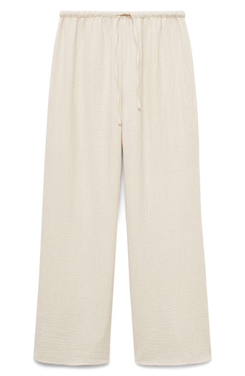 MANGO Cotton Wide Leg Pajama Pants, Alternate, color, Beige