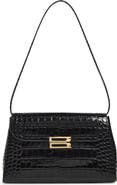 Victoria Beckham Dorian Croc Embossed Leather Trapeze Bag