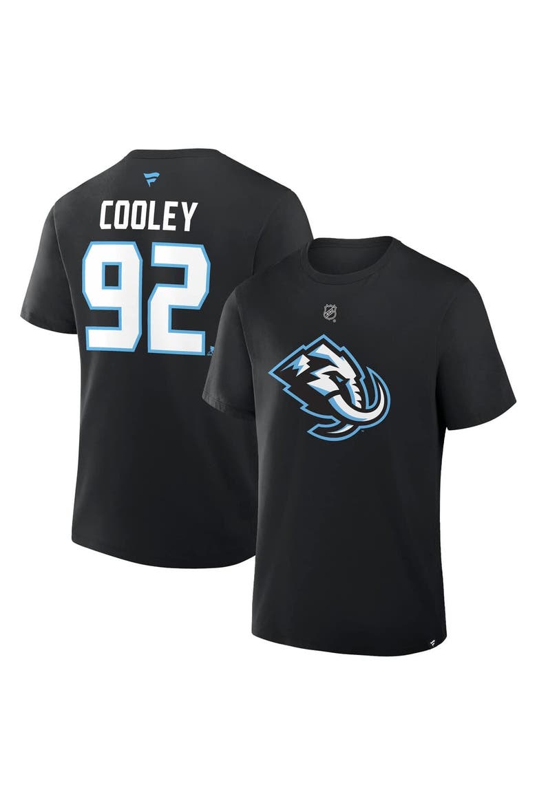 Men's Fanatics Logan Cooley Black Utah Mammoth Authentic Stack Name & Number T-Shirt, Main, color, Black