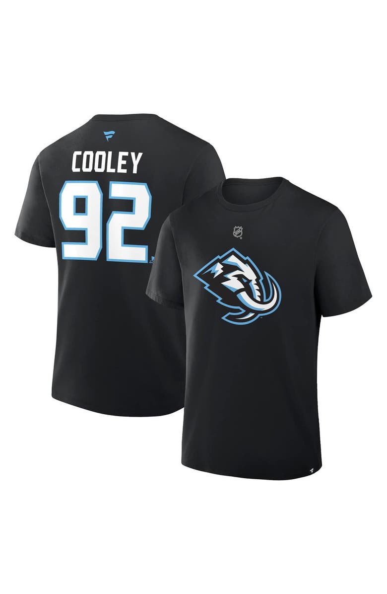 FANATICS Men's Fanatics Logan Cooley Black Utah Mammoth Authentic Stack Name & Number T-Shirt, Main, color, Black