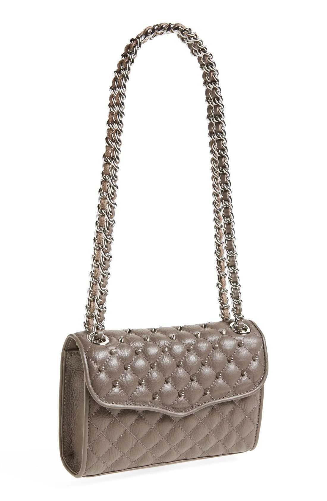 'Mini Quilted Affair with Studs' Shoulder Bag, Main, color, GREY SLEET