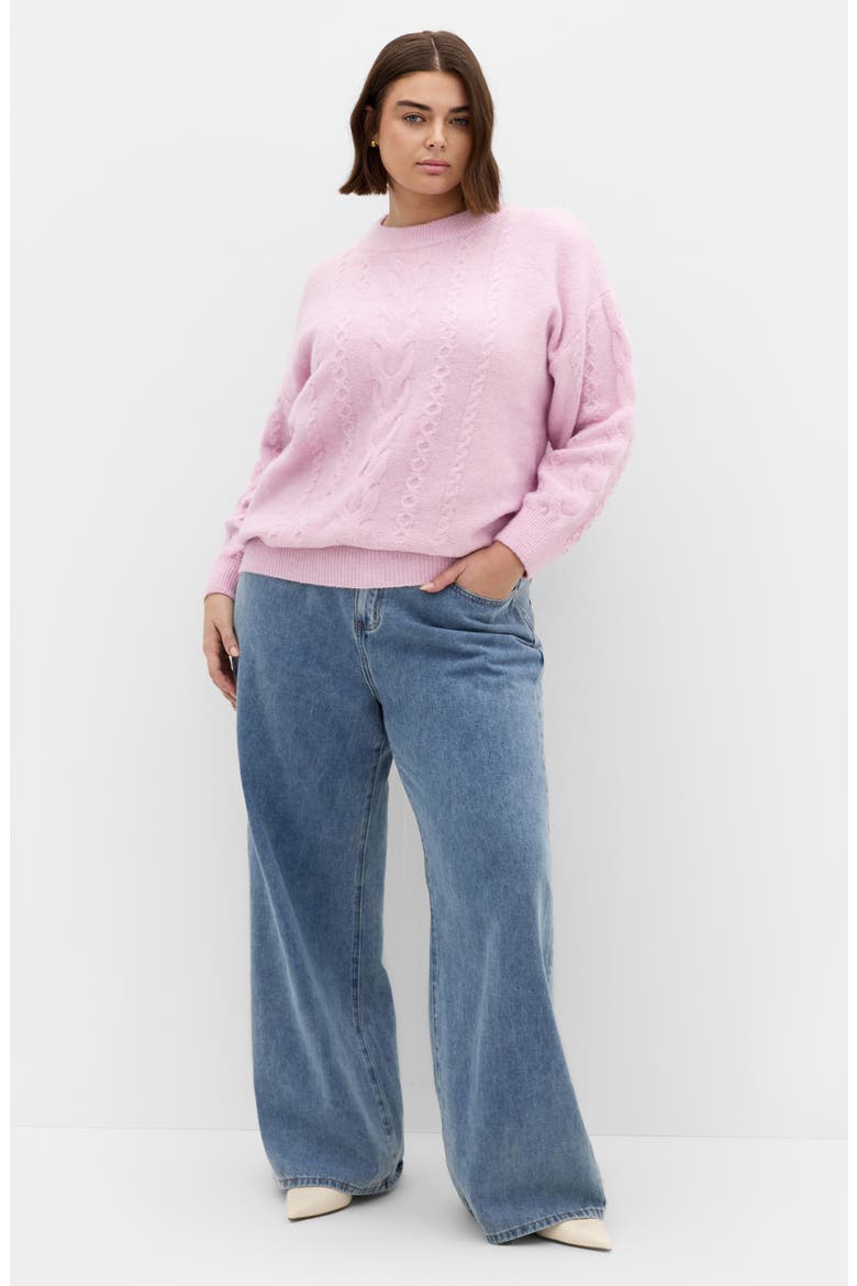 Claudia Cable Stitch Sweater, Alternate, color, SOFT PINK
