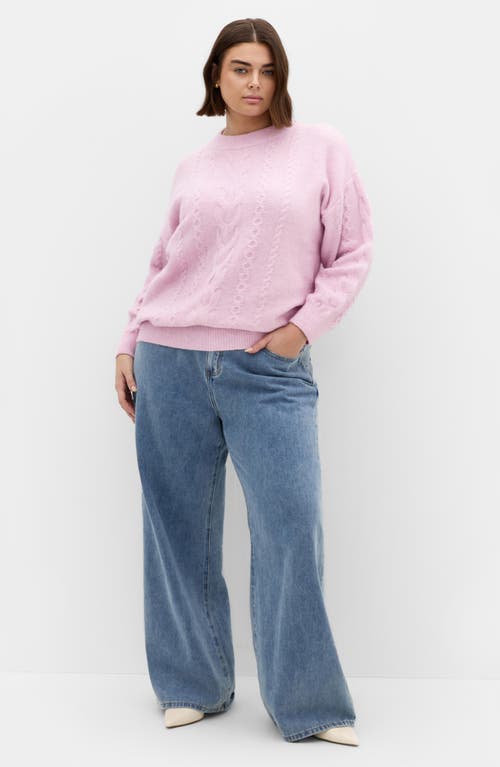 City Chic Claudia Cable Stitch Sweater In Pink