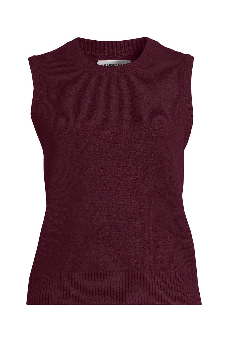 Cashtouch Crew Neck Vest Sweater, Alternate, color, Rich Burgundy