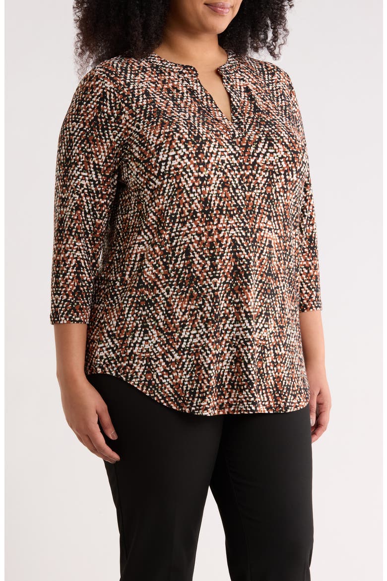 Split Neck Tunic, Alternate, color, ANNE BLACK MULTI