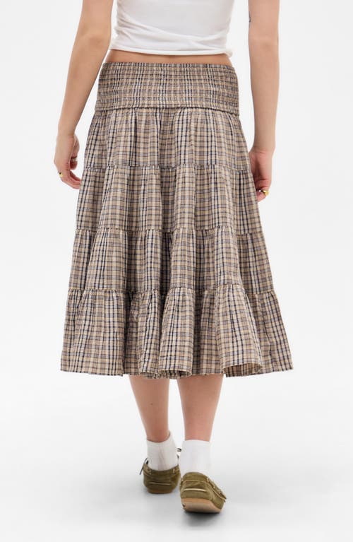 Bdg Urban Outfitters Becks Smocked Tiered Cotton Midi Skirt In Brown