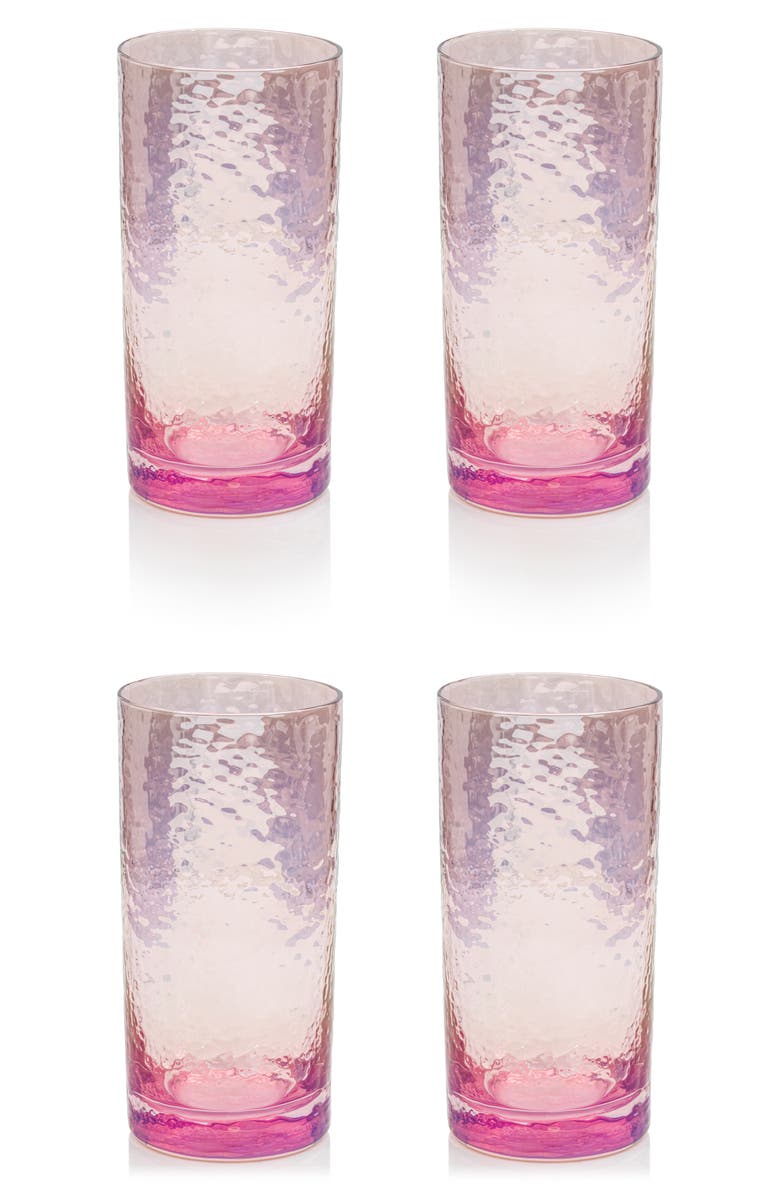 Zodax Set of 4 Aperitivo Highball Glasses, Main, color, Pink