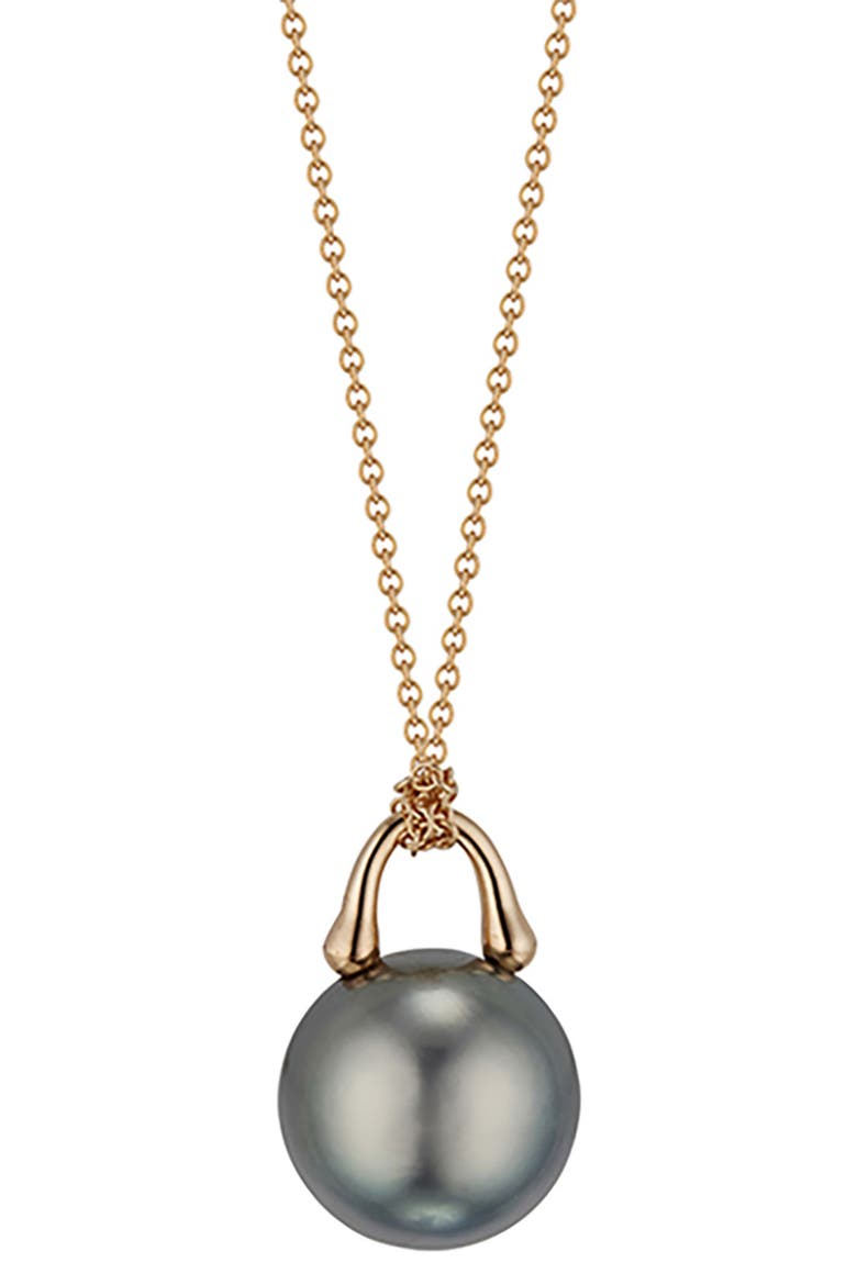 TreasureLock Tahitian Pearl Pendant Necklace, 9mm, Main, color, PEARL/ 18K RG