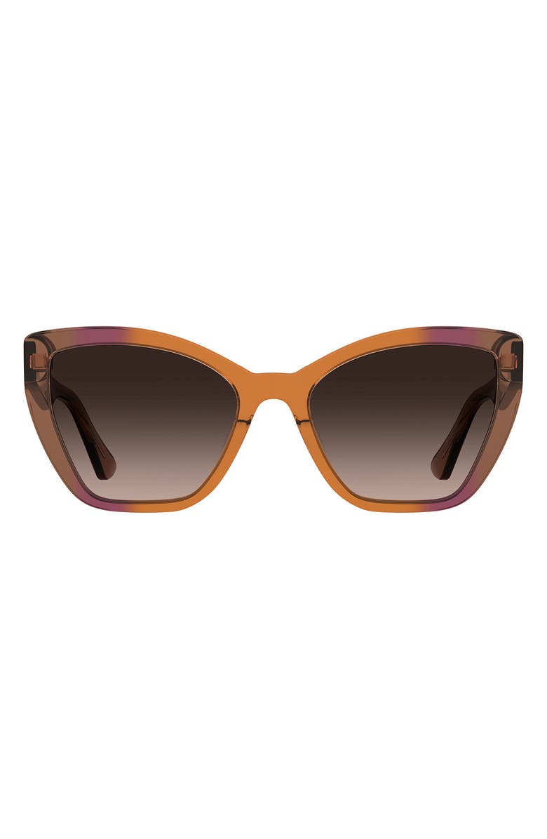 Moschino 55mm Cat Eye Sunglasses, Main, color, Brown Orange